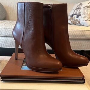 Nine West Brown Leather Ankle Boots Sz 8